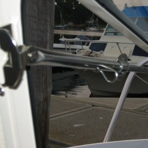 Easy fix to keep center window open with hitch pin, requires a drill press