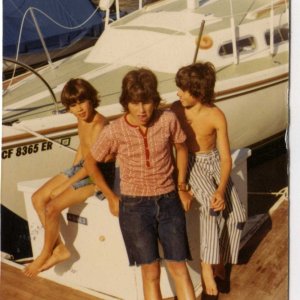 Dad's boat... that's me on the left.  1970.