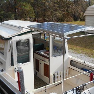 The cockpit framework is made of 7/8" thickwall SS and can be broken down to 4' sections and stored under the gunnels.