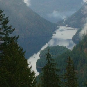 Looking down the inlet toward Malibu Rapids from the old trappers cabin