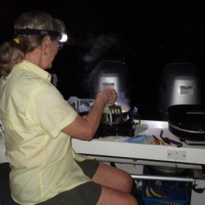 Media 'Cooking on our new burner and grill. I'm junking the *$!* Magma.' in album 'Sanford Boat Works'