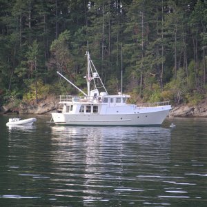 Nordhaven anchored near us.  IF I ever won the lottery!  A nice retired couple from northern California.