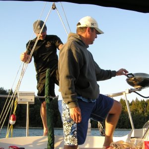 BBQ time after a day of cruising/hiking.  Sucia 2007.