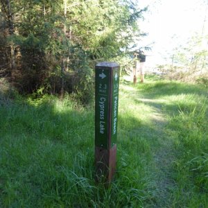 Trail marker at Eagle Harbor