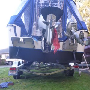 Lifting off the trailer one side at a time for paint.