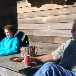 Marie & Mike enjoying the morning sun.