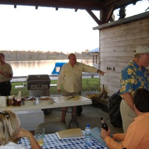 Marc and Steve from New Smyrna stirring the corn and crab chowder , MMMMMM