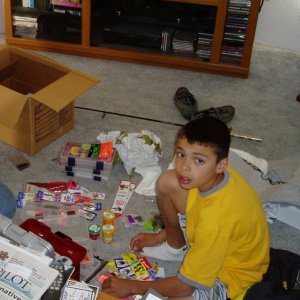 Grandson, Mike, who asked for fishing gear for his birthday....YESSSS!