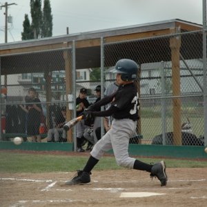 Playing baseball