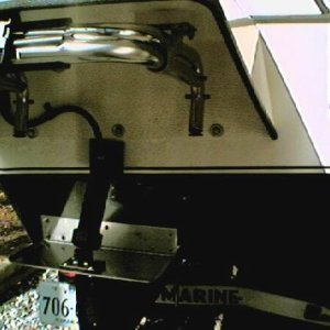 (Swee Pea) Trim tab under the swim platform.