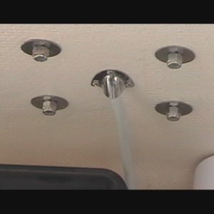 (Swee Pea) 
Radome mount (5") bolted with washers through the roof and wire routed.  I intend to use adhesive to secure wire to roof.