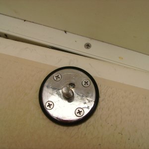 Garhauer Davit ball mount is screwed through floorboards and into mounting plate underneath.