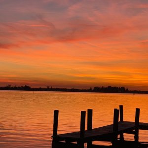 Sunset from the dock. Jonathan and his brother Robert could not have been nicer. The highlight stop of our trip!