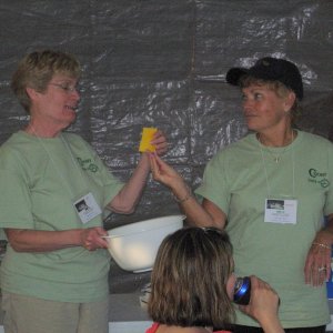 Margo and Anne B pick a raffle winner