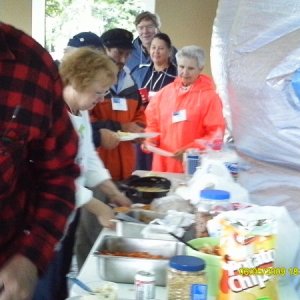 Pot Luck chow line on Friday nite