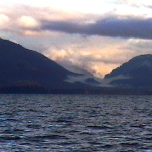 Cloud layers on Admiralty Island viewed from Stephens Passage