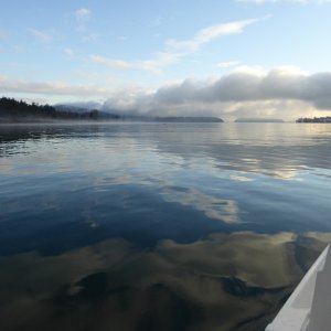 Guemes ferry in a light fog
