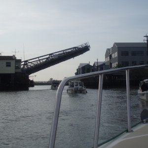 Media 'Petaluma draw bridge a few hundred yards from turning basin, next morning' in album '9 C-Dory's at the Wheeler Island Duck Club'
