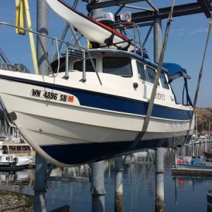 Media 'On the lift at Cap Sante Marina, Anacortes' in album 'Arrival at Port of Everett Marina'