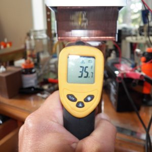 The cold side of the chip quickly cools the copper pipe.