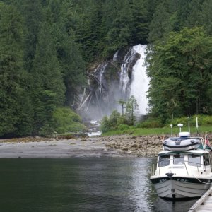 Princess Louisa Inlet, 07-10 119- Noro Lim in front of Chatterbox Falls