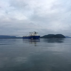 Tanker anchored in Fidalgo bay / Guemes channel