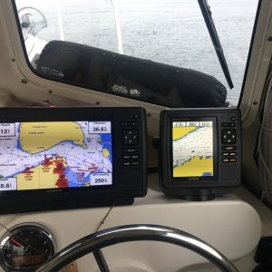 8 knots at 1800 rpm, taking advantage of tides.