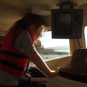 Grandaughter Wrenny on watch while exiting Bridge Bay