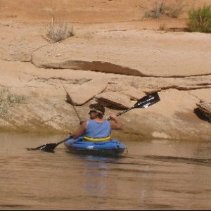 Toni Paddling on Way Back Down from End of Oak Canyon 9-19-09.Sized