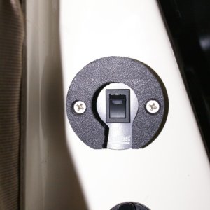 Wallas 1300 Install -DSC06163 - Protection against inadvertently bumping the switch on or off made from a small scrap of 1/2" starboard