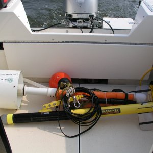 Magnetometer and side-scan sonar in cockpit.