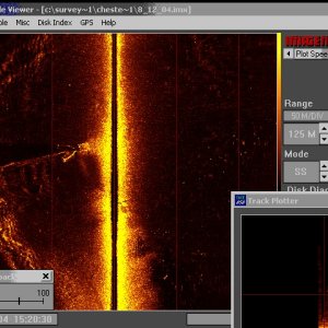 Pound net on Chester River seen by sonar.