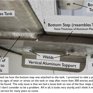 After a full season: close up of welds on bottom step