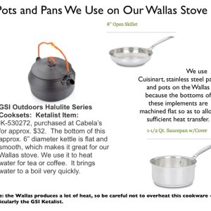 Pots and Pans we use on our Wallas Stove