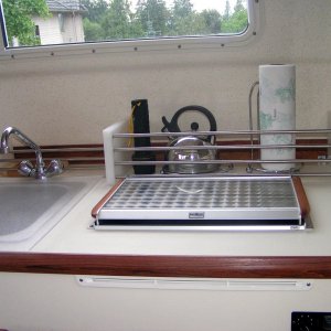(Pat Anderson) Galley Storage by Fred on Anita Marie Installed by Patty, Sink Cover Cutting Board by David on Anna Leigh