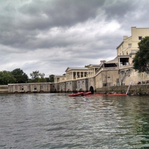 Schuylkill River at the falls next to the Philadelphia Museum of Art which has one of the largest art collections in the United States