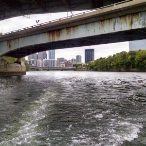 Heading back south on the Schuylkill river from Philadelphia to the Delaware river