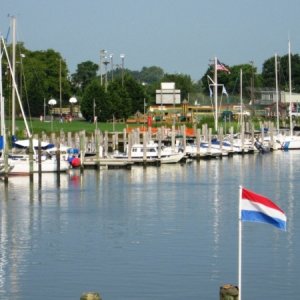 City of Lewes, DE, Canal Front Marina from the bridge