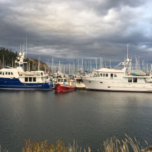 Friday night in Anacortes. When a 32 Nordic is the little boat at the dock