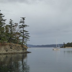 Looking at the campsite on the point from the Prevost dock.