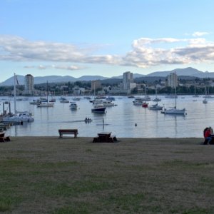 Newcastle Island harbor Sunday evening August 18th.. Nanaimo just across the way.