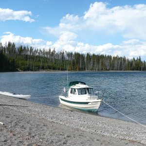 This was the most excellent day on Yellowstone Lake south arm, August 21st 2010. Warm, t-shirts and shorts all day.
