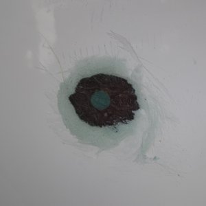 The interior patched w/ poly resin/clothe & the hole filled w/ Duraglas.