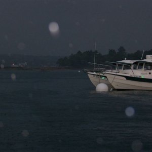 Thunderstorm while moored in Blue Hill Harbor. This was the only weather event during the seven day cruise.