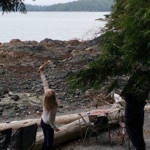 Homemade slingshot fun