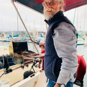 One last steak on the BBQ in Monterey harbor goodbye for now.