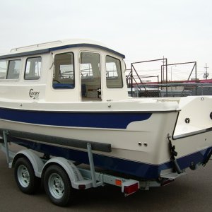 Media 'This is the first picture I ever saw of my actual boat. Here, she is sitting on Northwest Outlet's lot in Superior, WI.' in album 'The lettering style.'