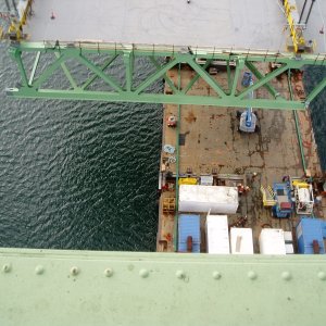Barge is moving out from under section