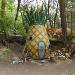 Back on the road circling the island via bike. There is a spot just south of English camp with all sorts of large sculptures made from old marker buoys and other scrap metal
