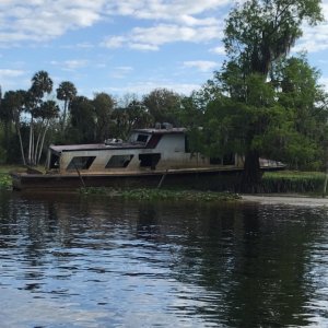 Derelic boat along the southern St. John\'s River